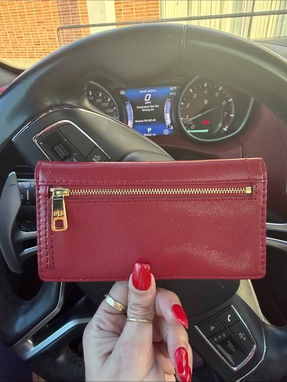 RAULPH LAUREN Red Leather Card Holder wallet with magnetic snap